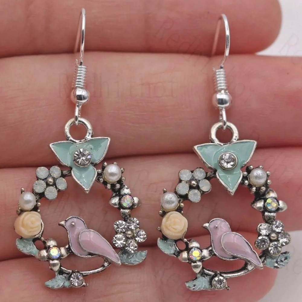 Bird Flower Earrings. NEW!